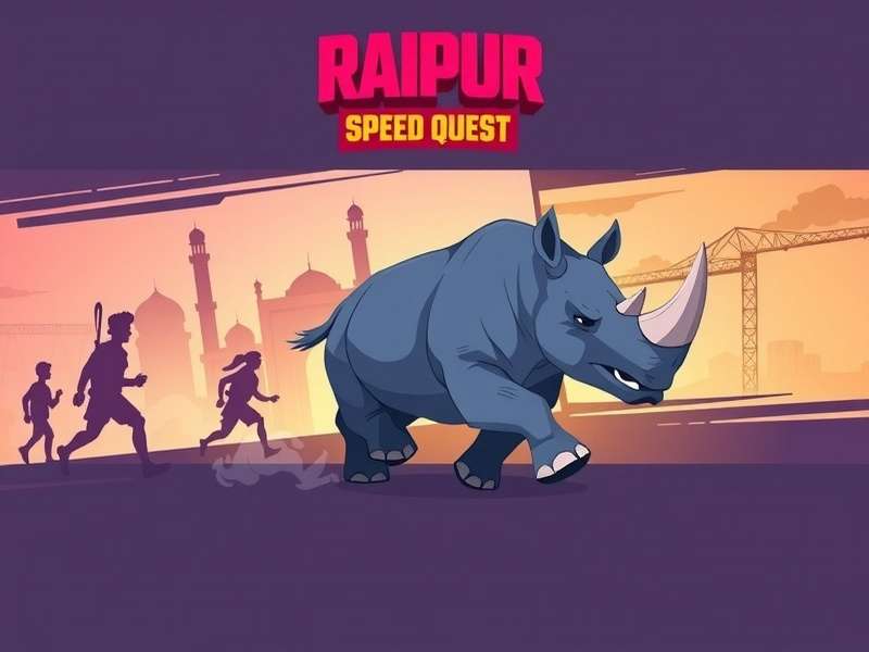 Raipur Rhino Speed Quest Core Concept - Raj The Rhino Running Through Raipur Streets